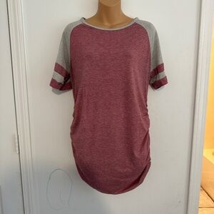 B|Home Pink and Grey Short Sleeve Maternity Top in M